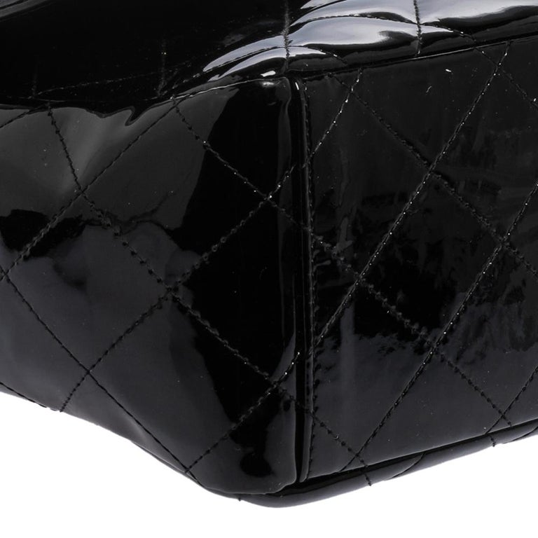 Chanel Black Quilted Patent Leather Maxi Classic Single Flap Bag at 1stDibs