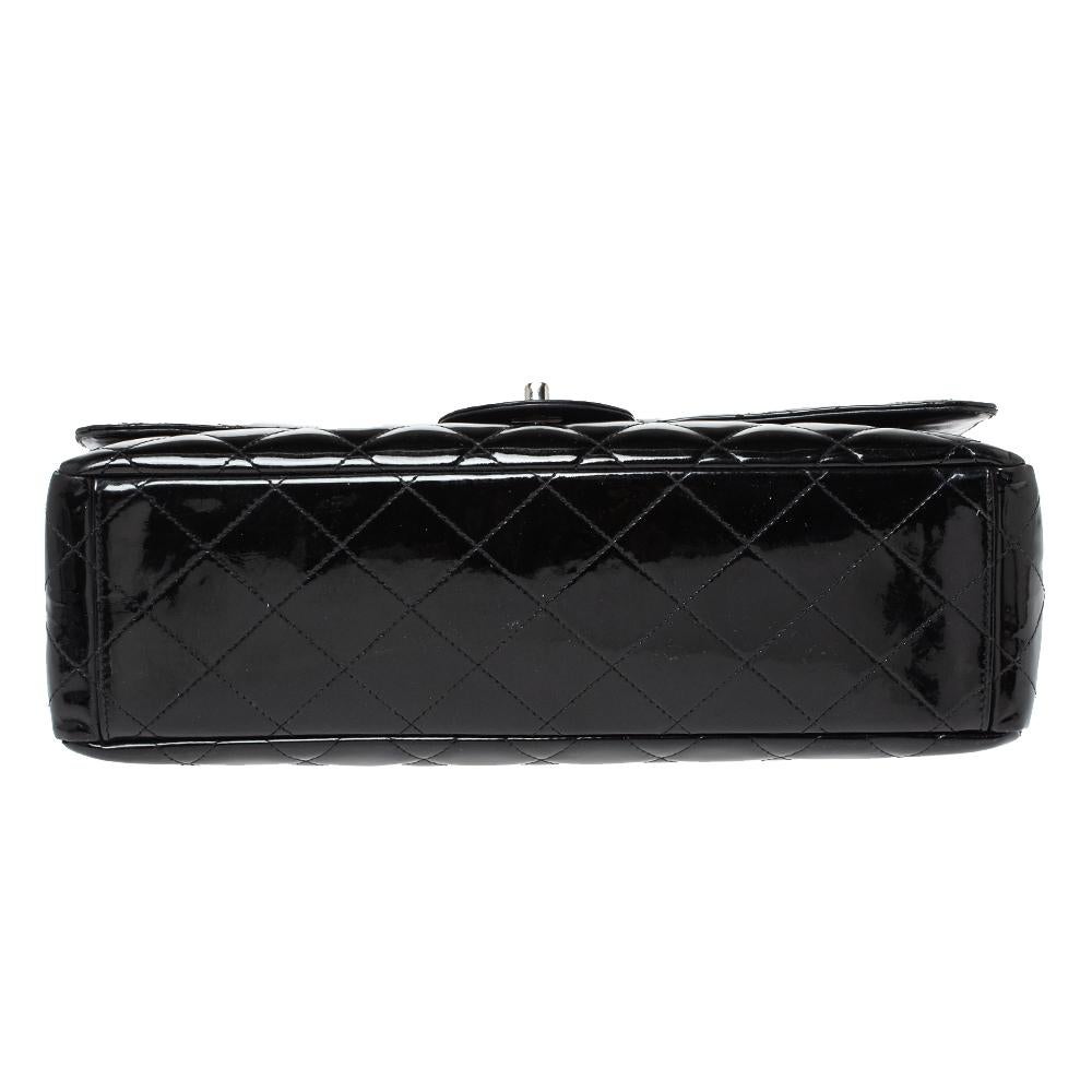 Chanel Black Quilted Patent Leather Maxi Classic Single Flap Bag 1