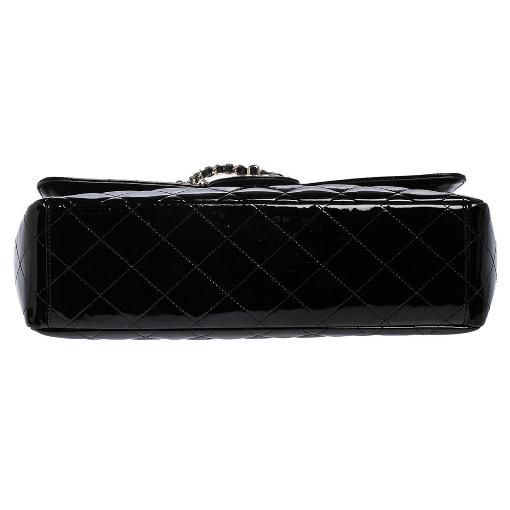 Women's Chanel Black Quilted Patent Leather Maxi Classic Single Flap Bag