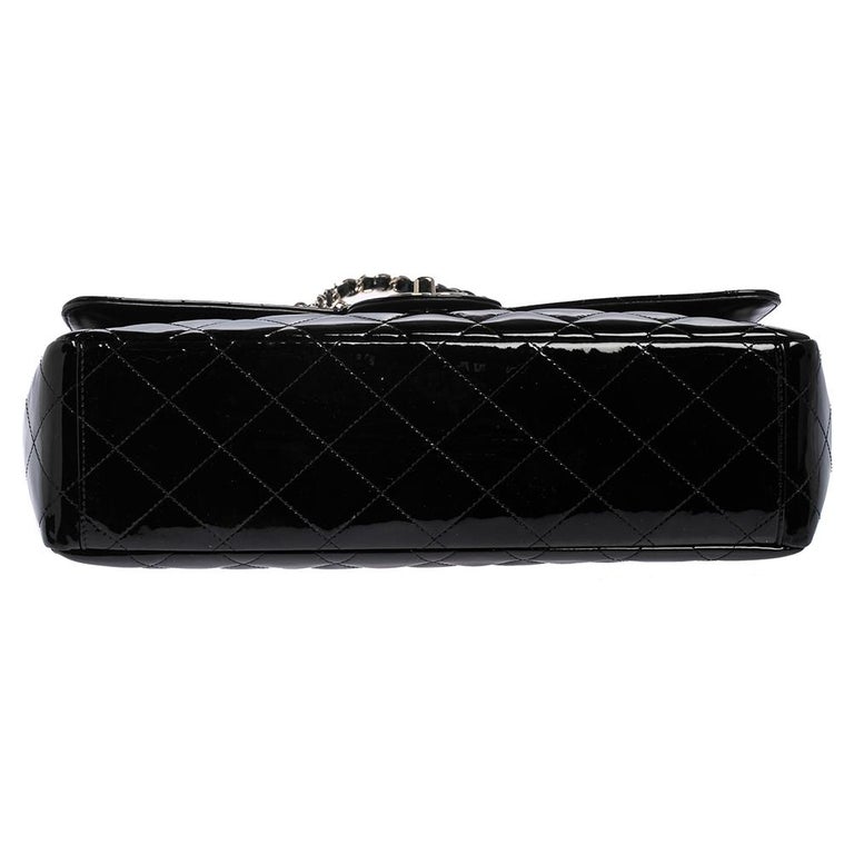 Chanel Black Quilted Patent Leather Maxi Classic Single Flap Bag at 1stDibs