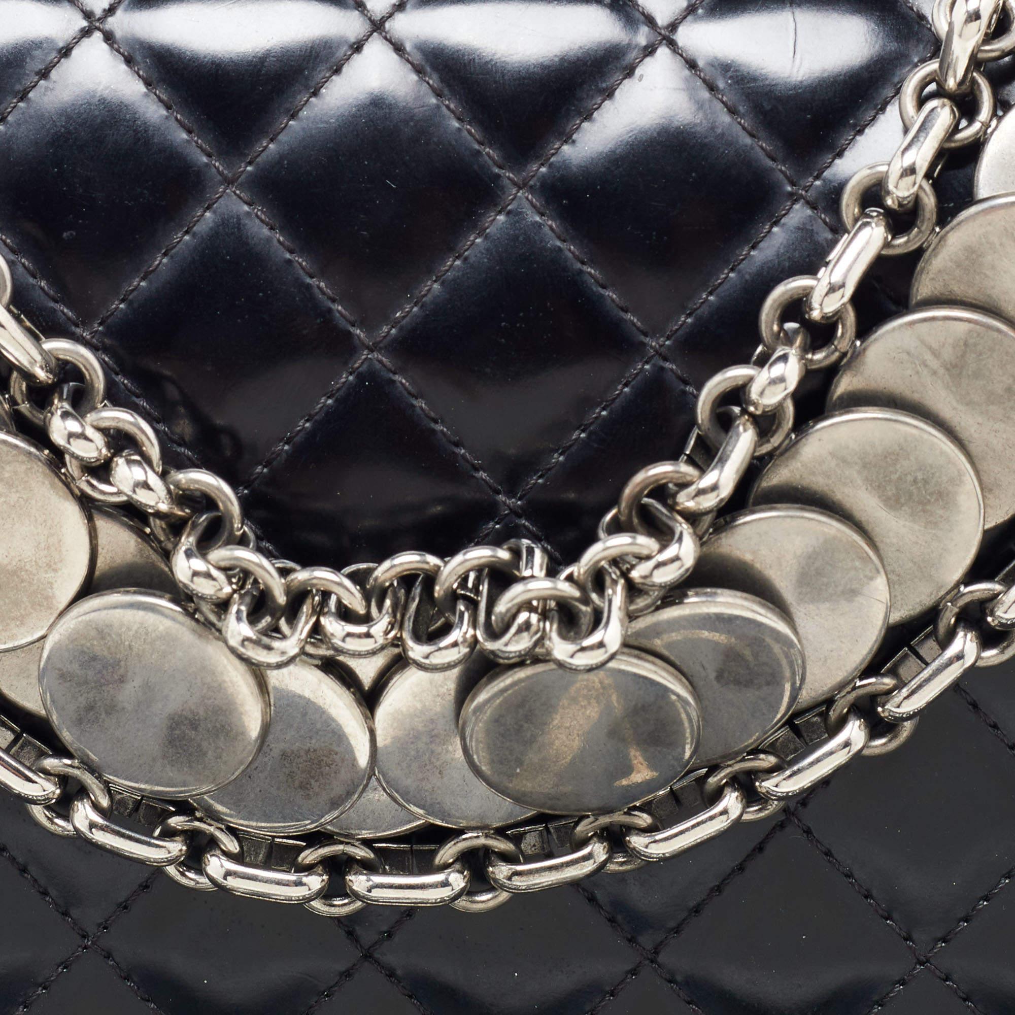 Chanel Black Quilted Patent Leather Medium Boy Bag For Sale 6