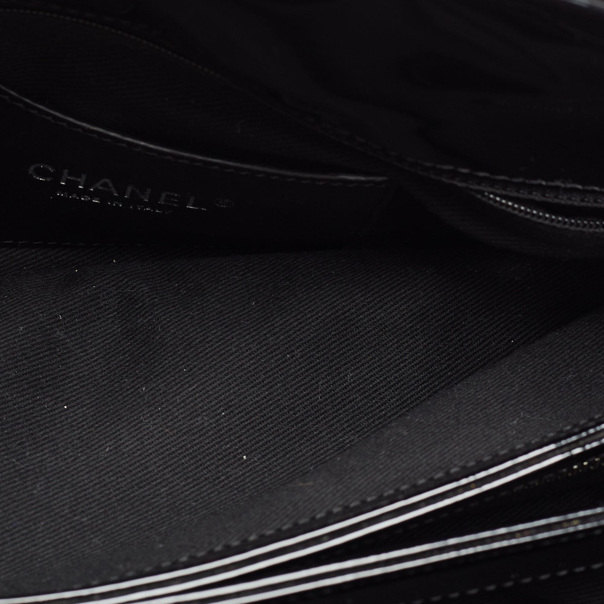 Chanel Black Quilted Patent Leather Medium Just Mademoiselle Bowler Bag 2