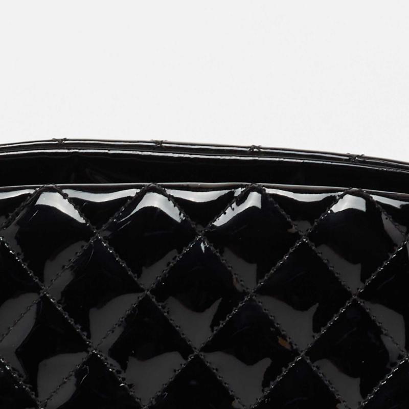 Chanel Black Quilted Patent Leather Medium Just Mademoiselle Bowler Bag 3