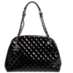 Chanel Black Quilted Patent Leather Medium Just Mademoiselle Bowler Bag