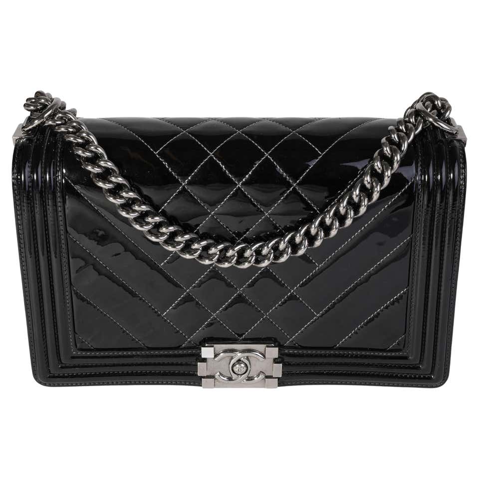 Chanel Black Quilted Patent Leather Supermodel Flap Bag For Sale at ...