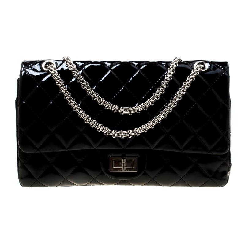 Chanel Black Quilted Patent Leather Reissue 227 Flap Bag