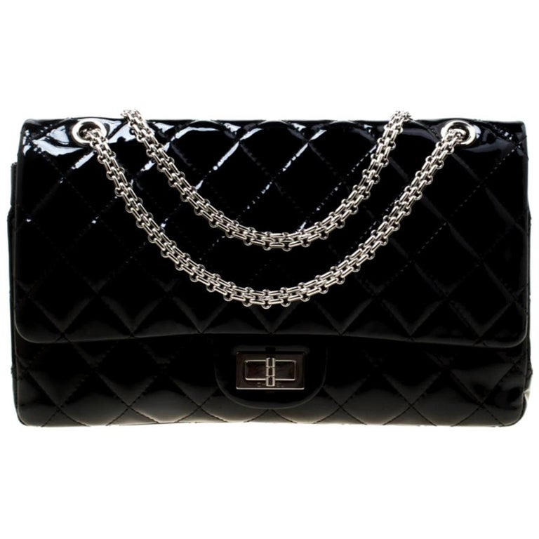 Chanel Black Quilted Patent Leather Reissue 227 Flap Bag For Sale at ...