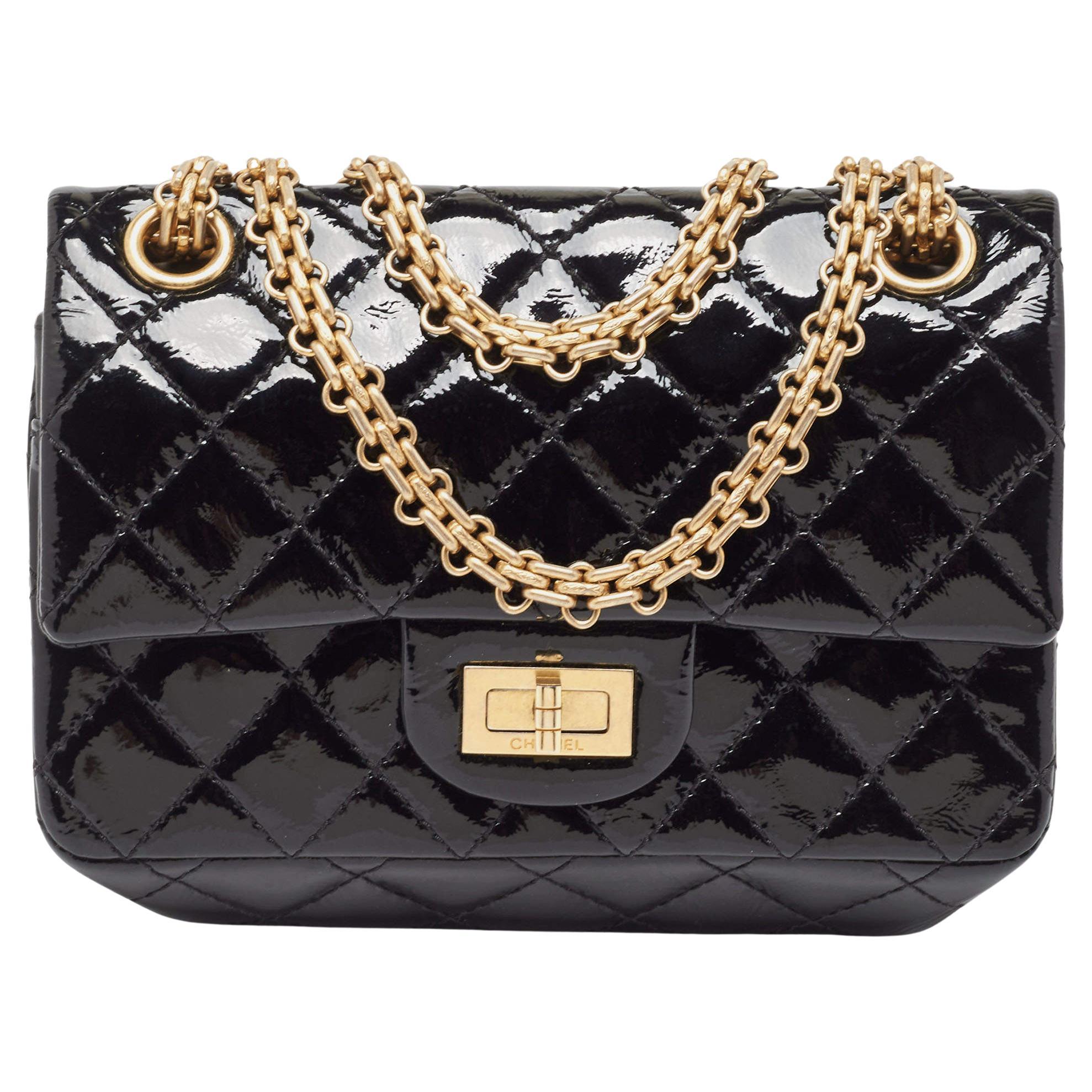 Chanel Black Quilted Patent Leather Reissue 2.55 Classic 224 Flap Bag ...