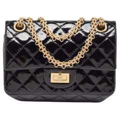 Chanel Black Quilted Patent Leather Reissue 2.55 Classic 224 Flap Bag