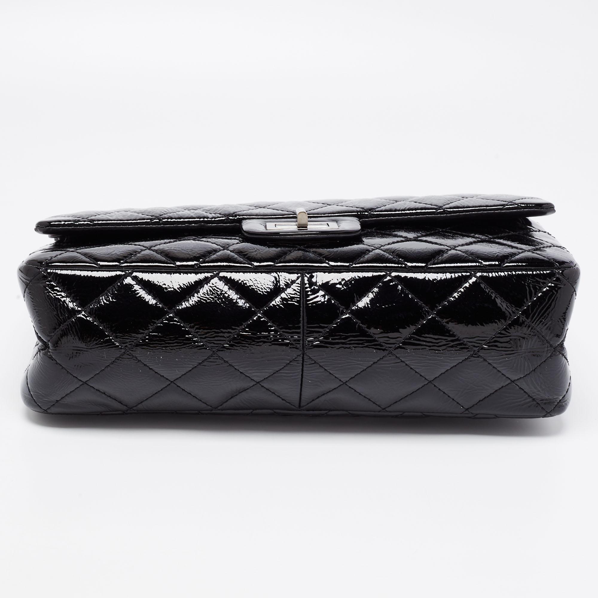 Women's Chanel Black Quilted Patent Leather Reissue 2.55 Classic 227 Flap Bag