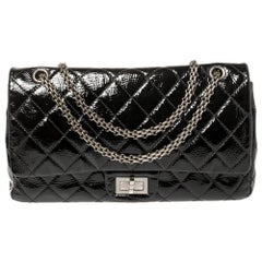 Chanel Black Quilted Patent Leather Reissue 2.55 Classic 227 Flap Bag