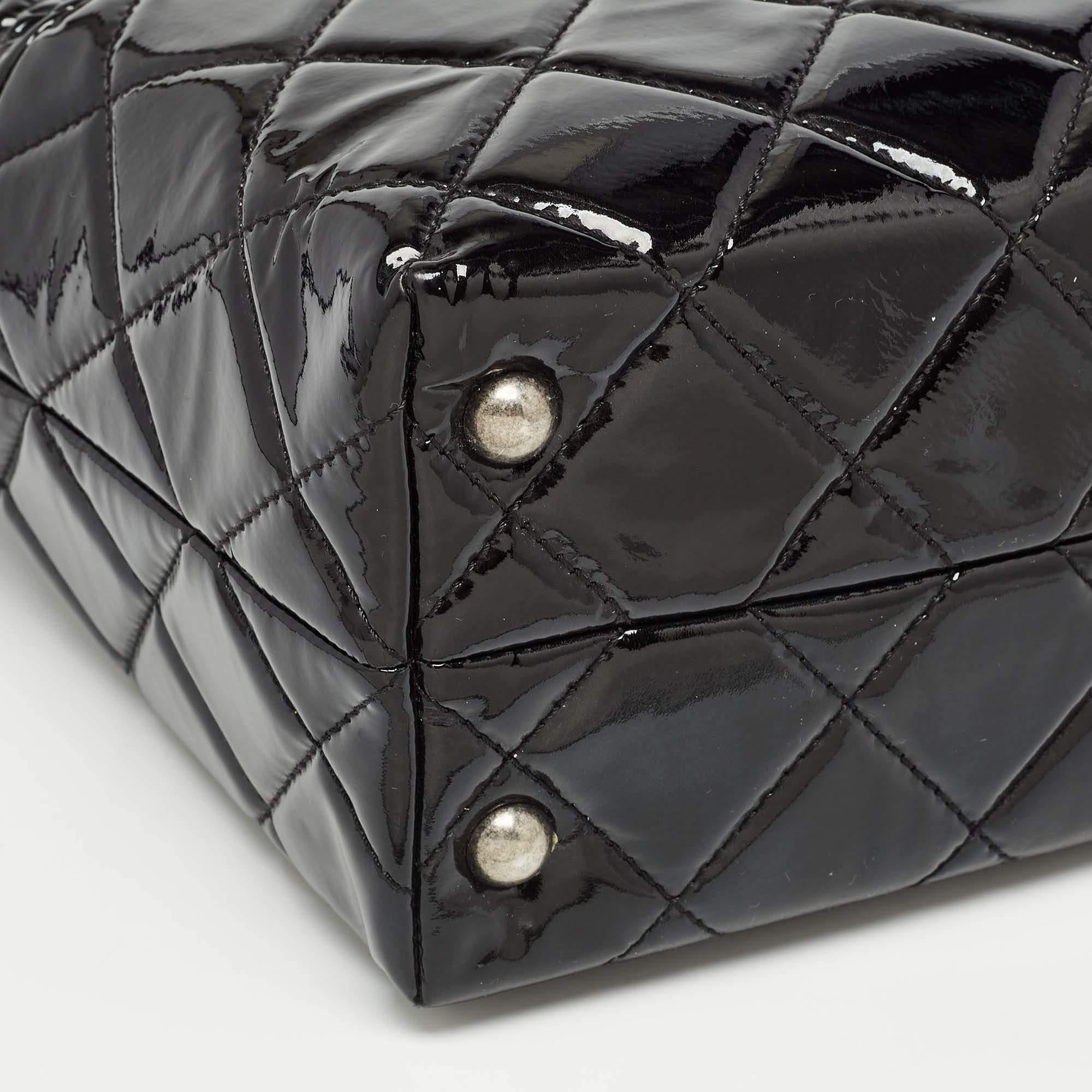 Chanel Black Quilted Patent Leather Reissue East West Tote 8