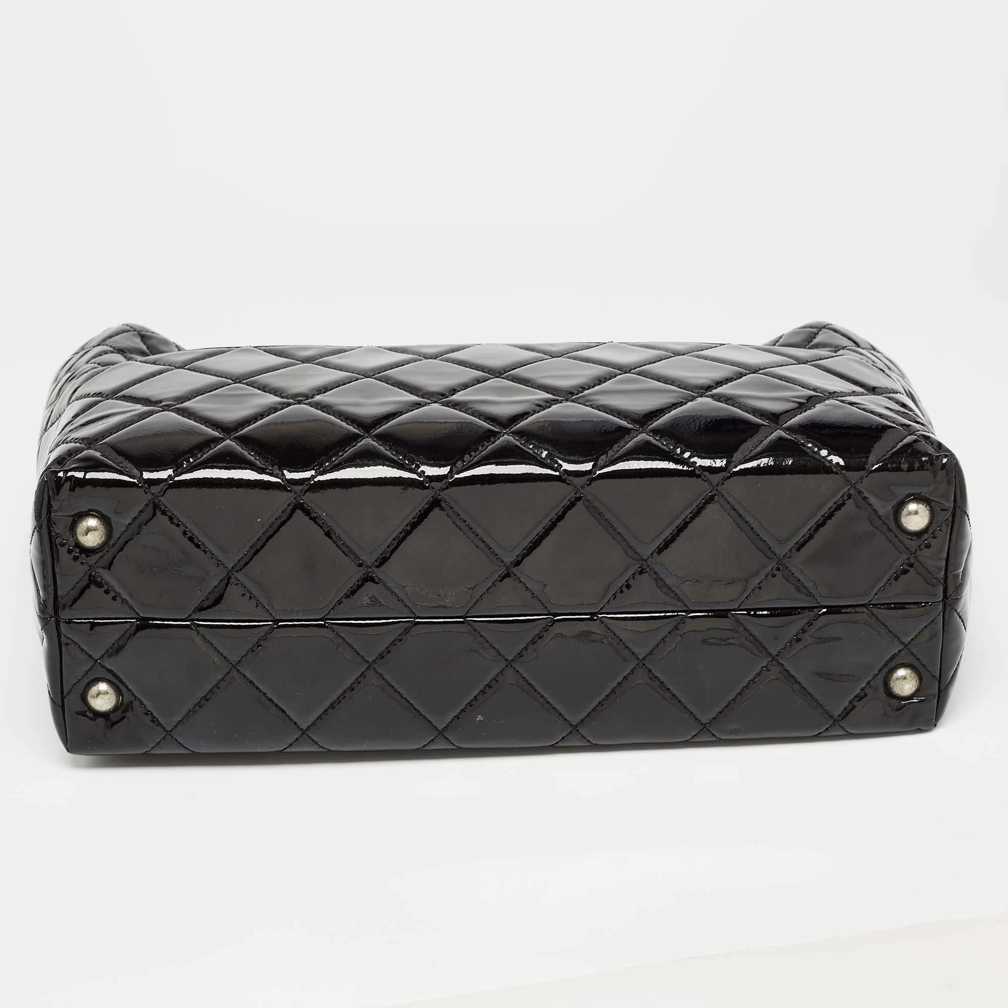 Chanel Black Quilted Patent Leather Reissue East West Tote 5
