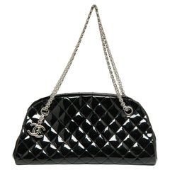 Chanel Black Quilted Patent Leather Small Just Mademoiselle Bowler Bag