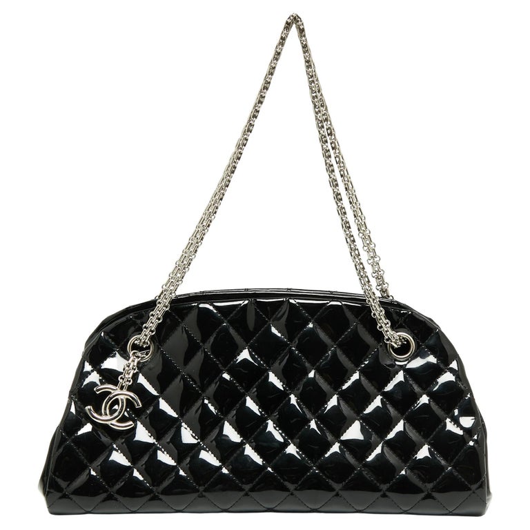 Chanel Black Quilted Patent Leather Just Mademoiselle Bowling Bag