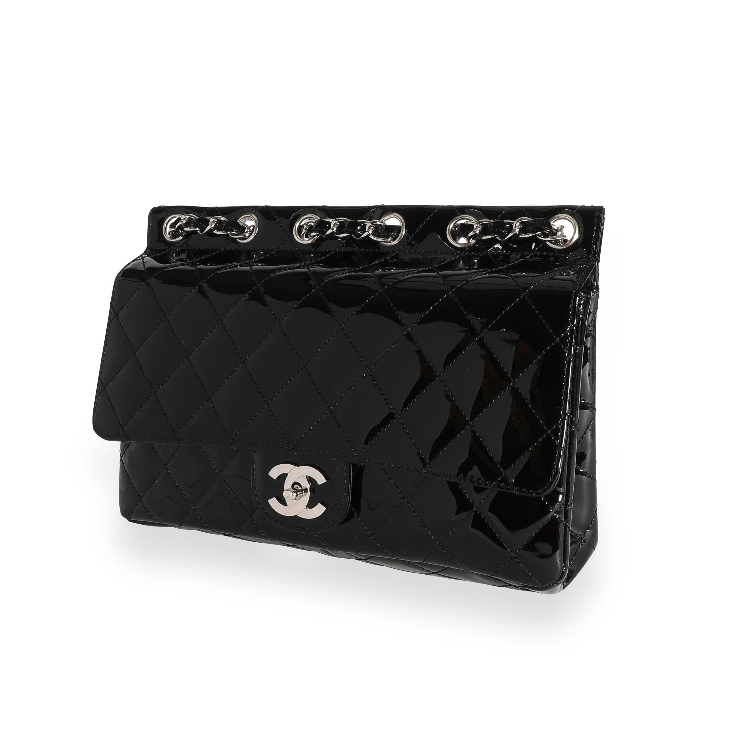 Chanel Black Quilted Patent Leather Supermodel Flap Bag 4