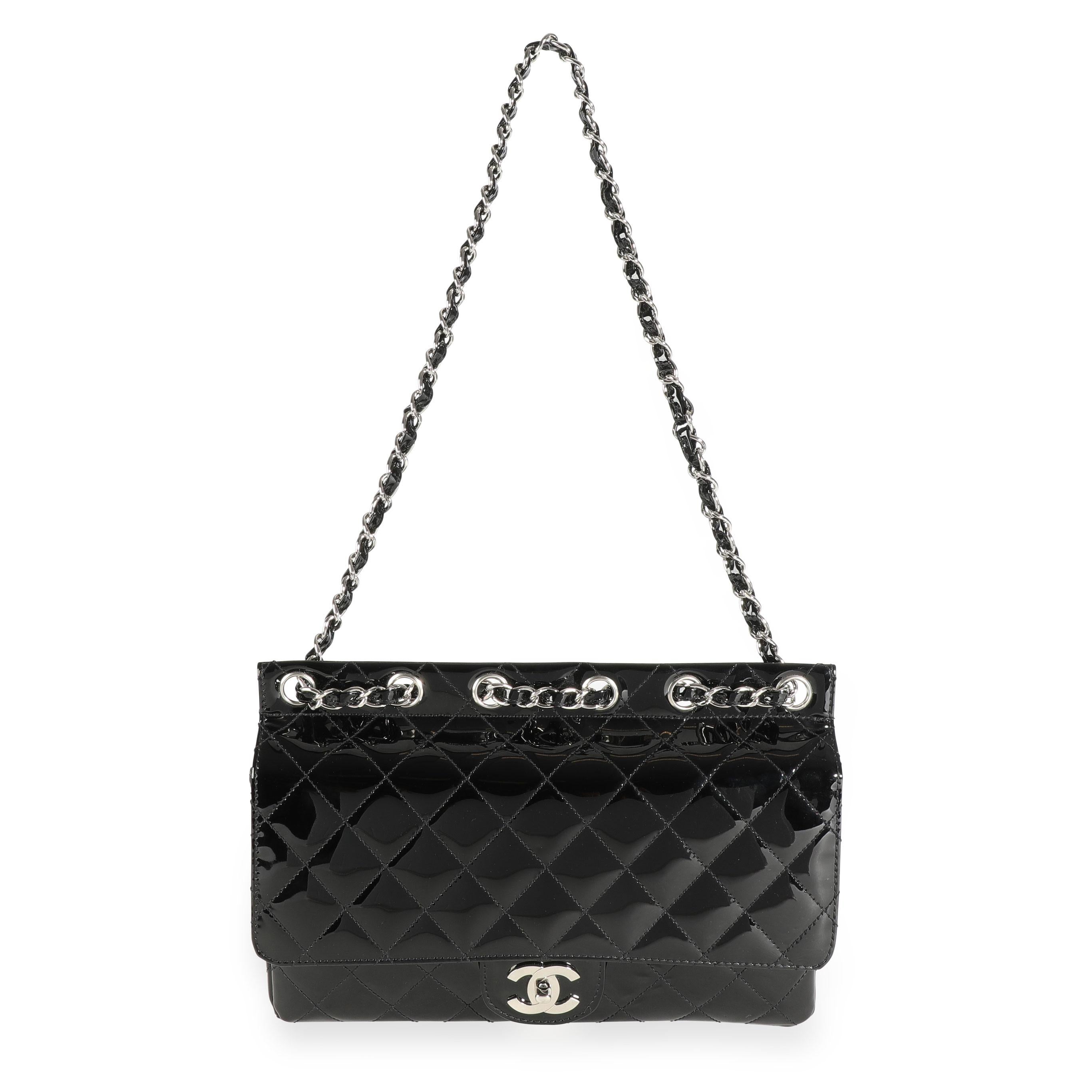 Women's Chanel Black Quilted Patent Leather Supermodel Flap Bag