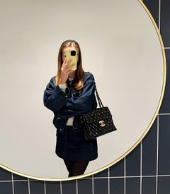 Chanel Black Quilted Patent Leather Vintage Jumbo XL Classic Single Flap Bag