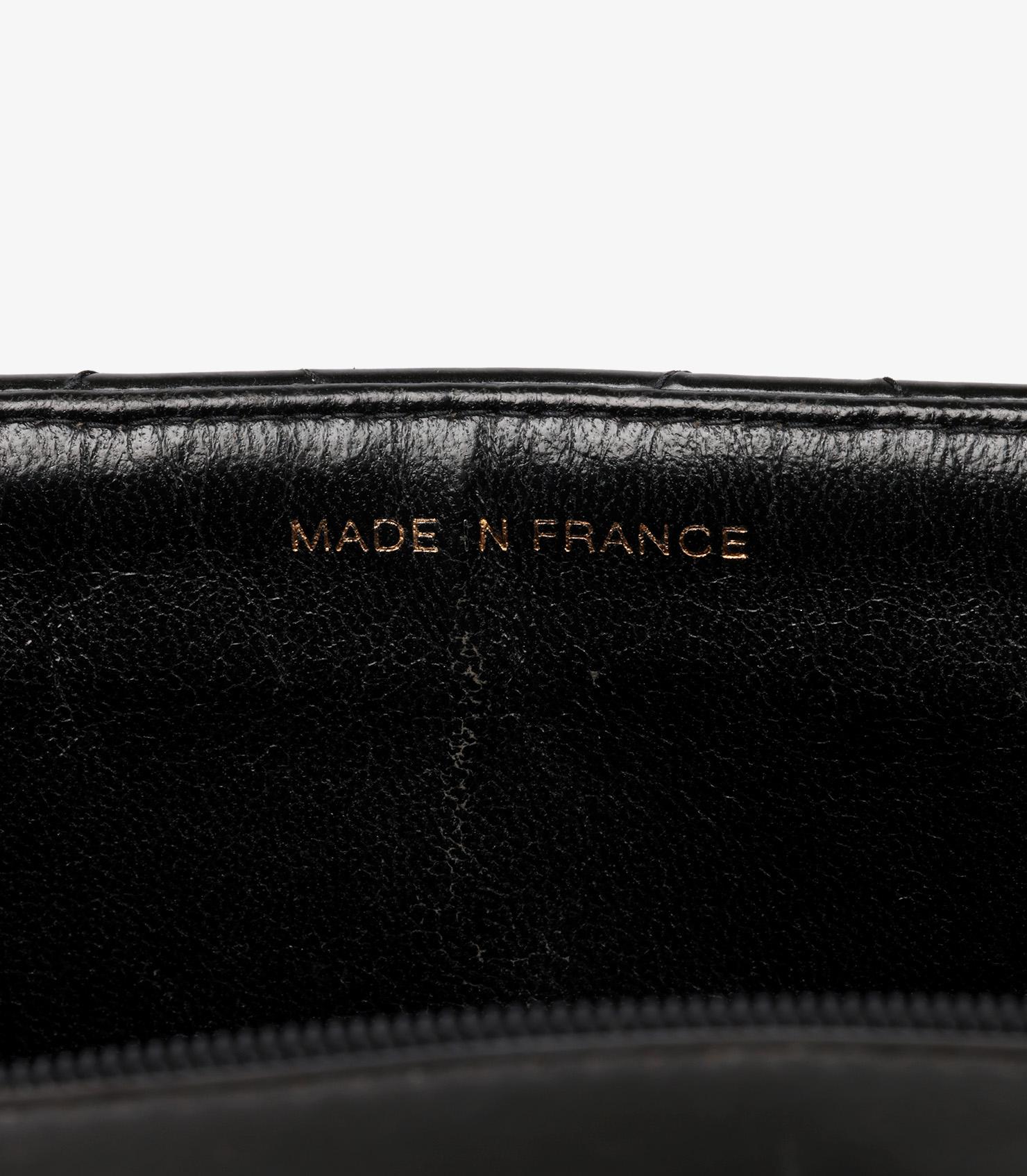 Chanel Black Quilted Patent Leather Vintage Jumbo XL Classic Single Flap Bag For Sale 3