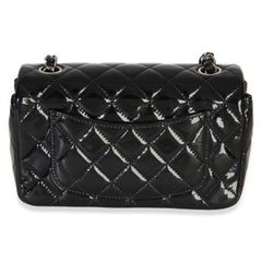 Chanel Black Quilted Patent Mini Rectangular Flap Bag