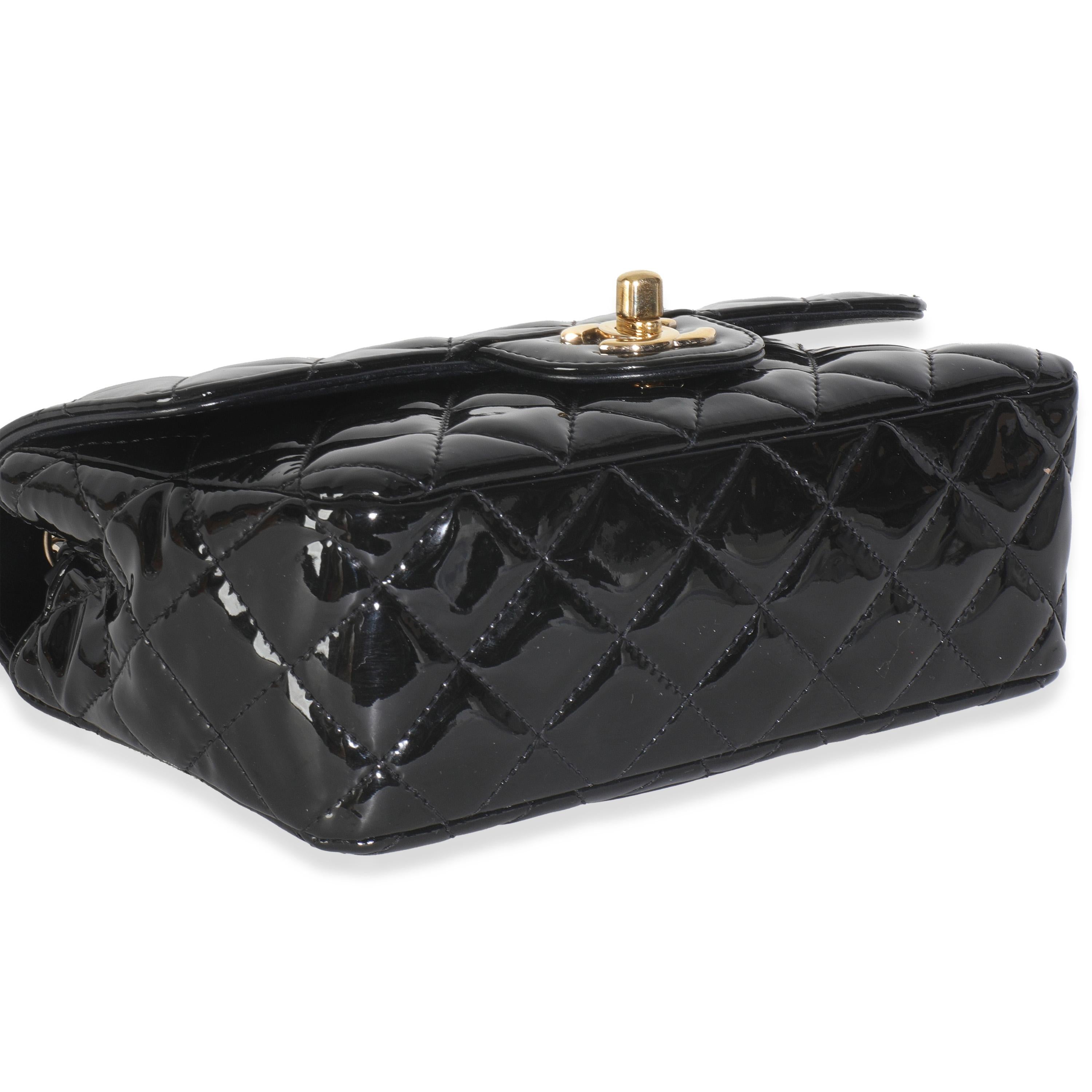 Chanel Black Quilted Patent Mini Rectangular Flap Bag Pour femmes en vente