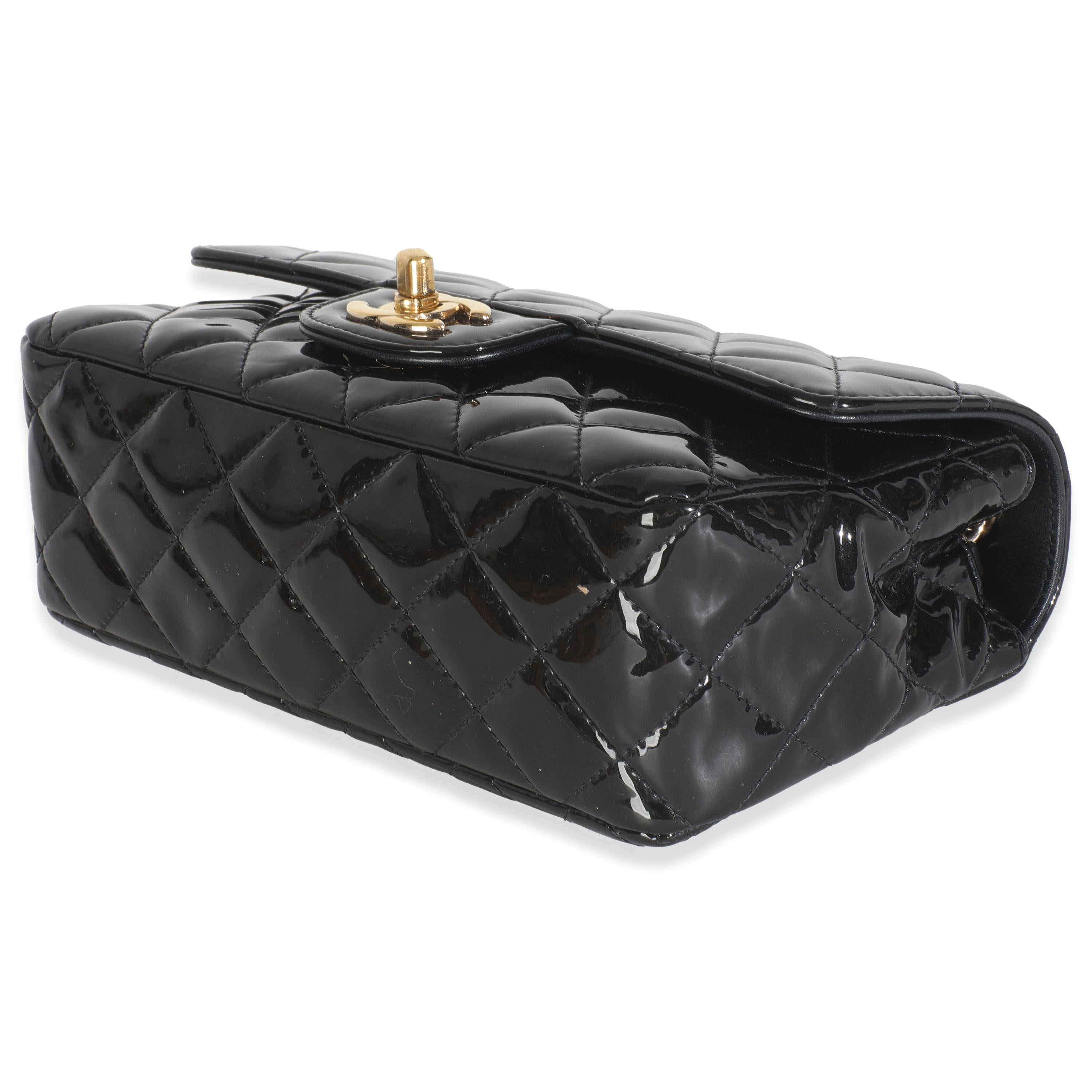 Chanel Black Quilted Patent Mini Rectangular Flap Bag en vente 2