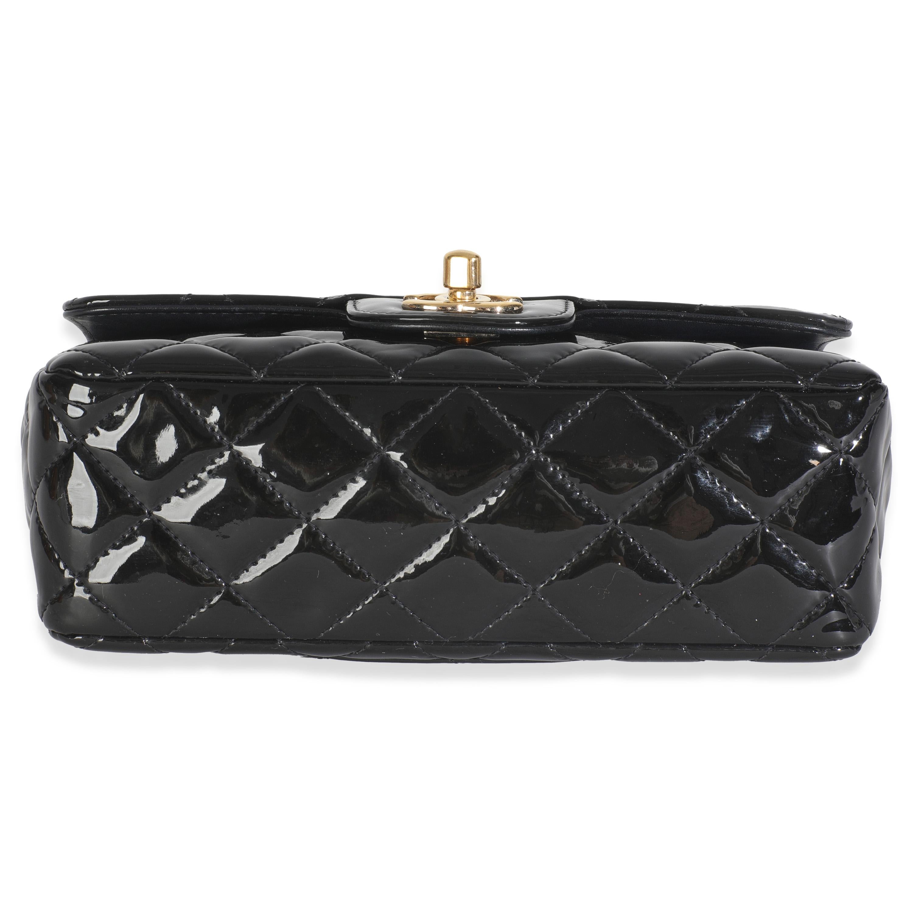 Chanel Black Quilted Patent Mini Rectangular Flap Bag en vente 3