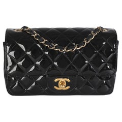 Chanel Black Quilted Patent Mini Rectangular Flap Bag