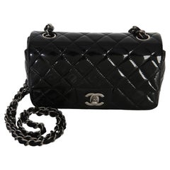 Chanel Black Quilted Patent Mini Rectangular Flap Bag