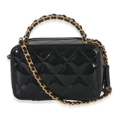 Chanel Black Quilted Patent Mini Vanity Chain Bag