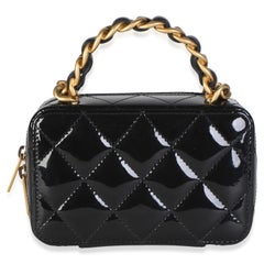 Chanel Black Quilted Patent Mini Vanity Chain Bag