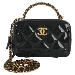Chanel Black Quilted Patent Mini Vanity Chain Bag