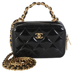 Chanel Black Quilted Patent Mini Vanity Chain Bag