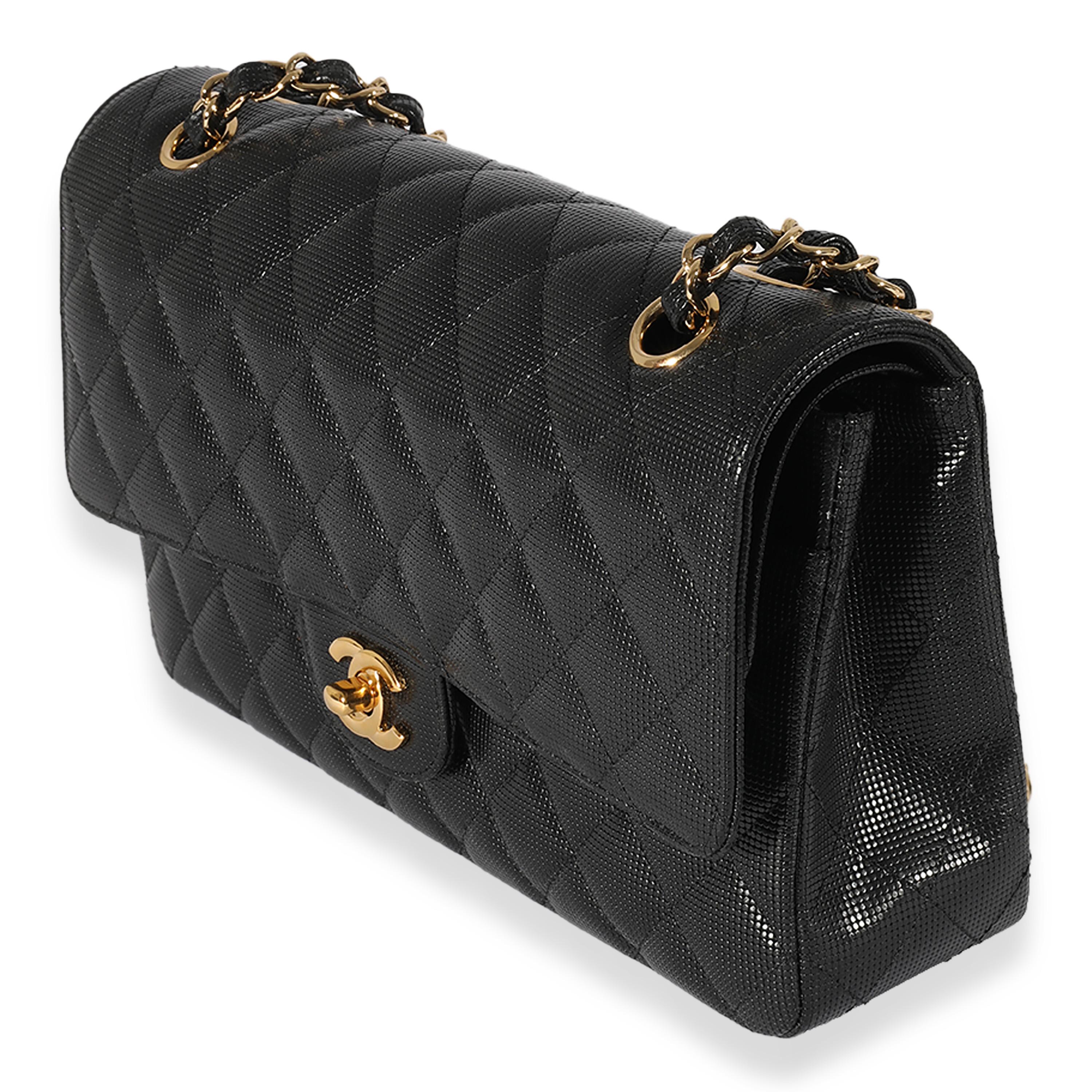Women's Chanel Black Quilted Perforated Lambskin Medium Classic Double Flap Bag For Sale