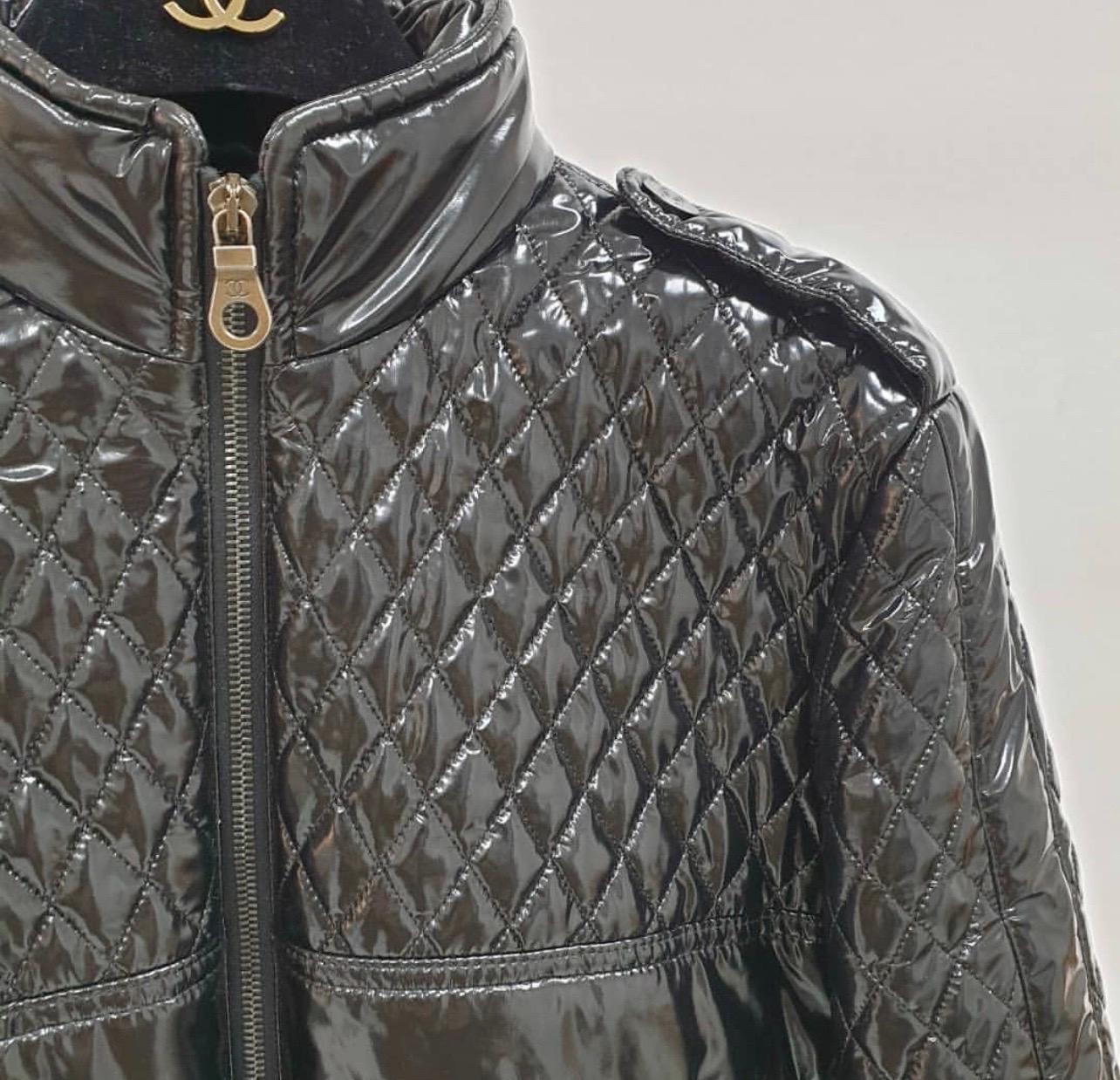 Women's Chanel Black Quilted Puffer Jacket Vest