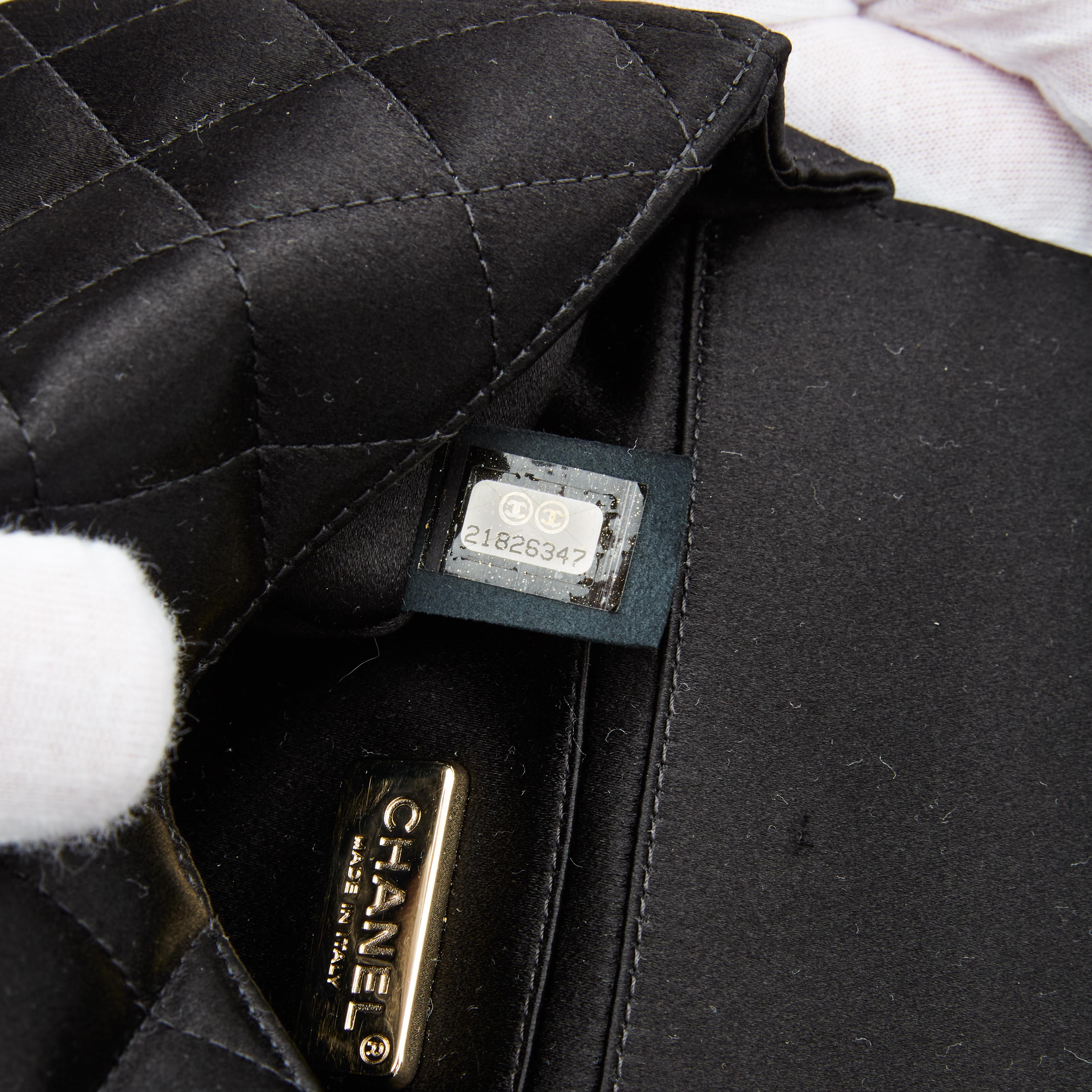 Chanel Black Quilted Satin Camellia Mini Flap Bag In Excellent Condition In Montreal, Quebec