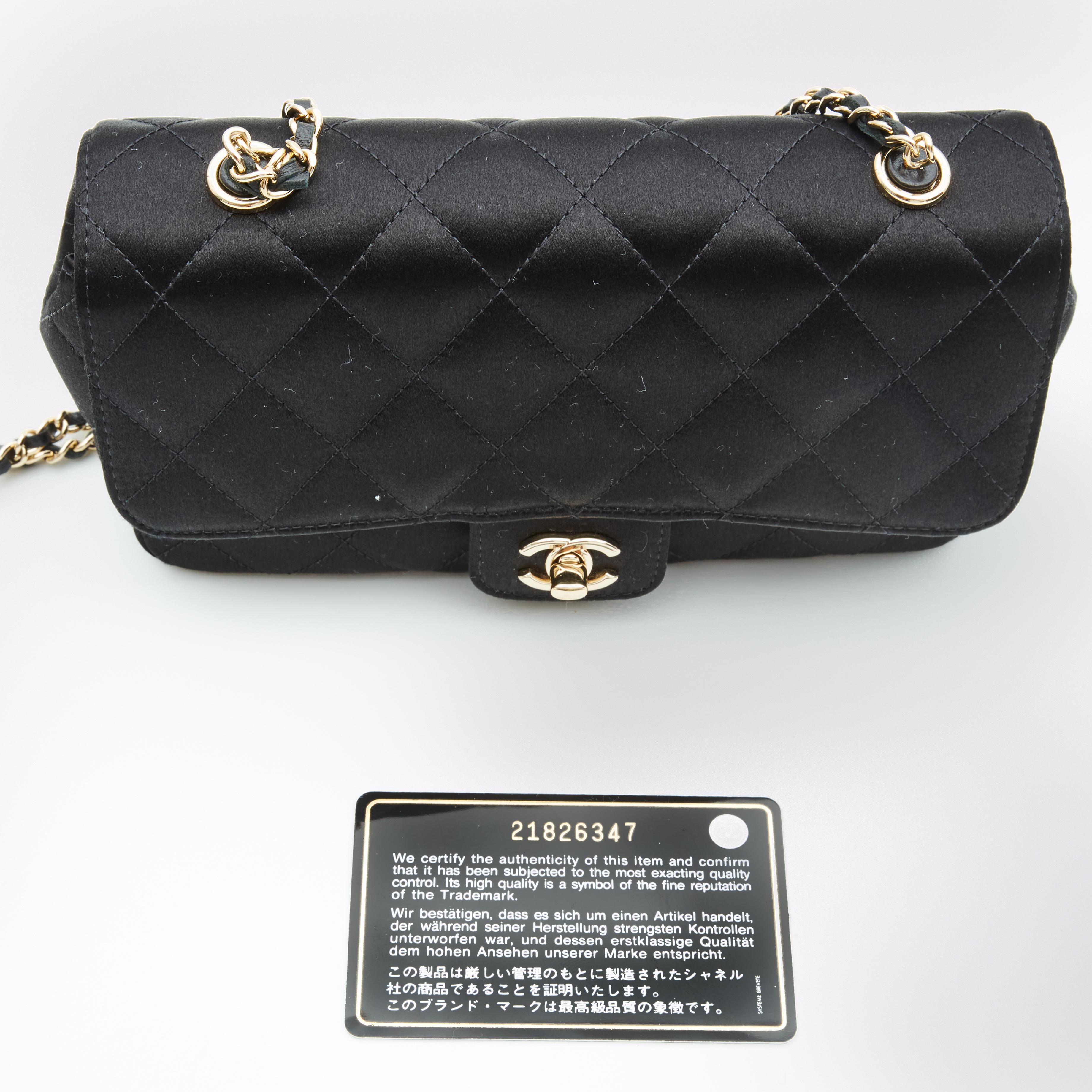 Women's Chanel Black Quilted Satin Camellia Mini Flap Bag