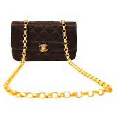 Retro Chanel Black Quilted Satin Evening Bag
