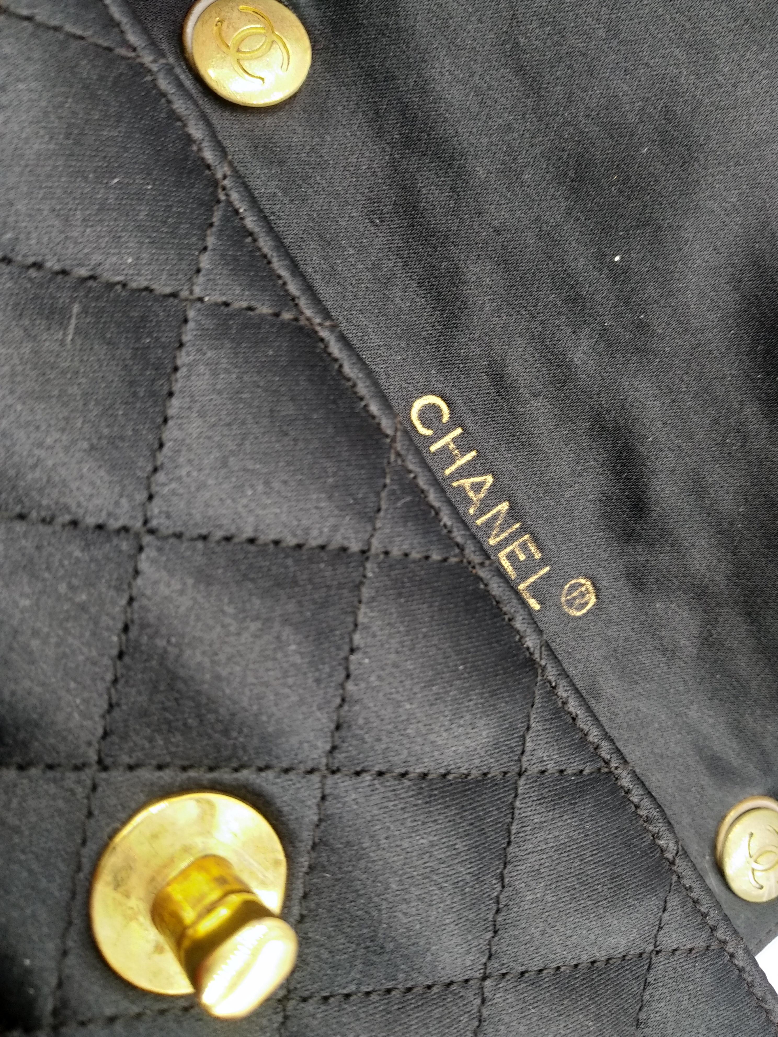 Chanel Black Quilted Satin Mini Flap Bag with Gold Hardware For Sale 7