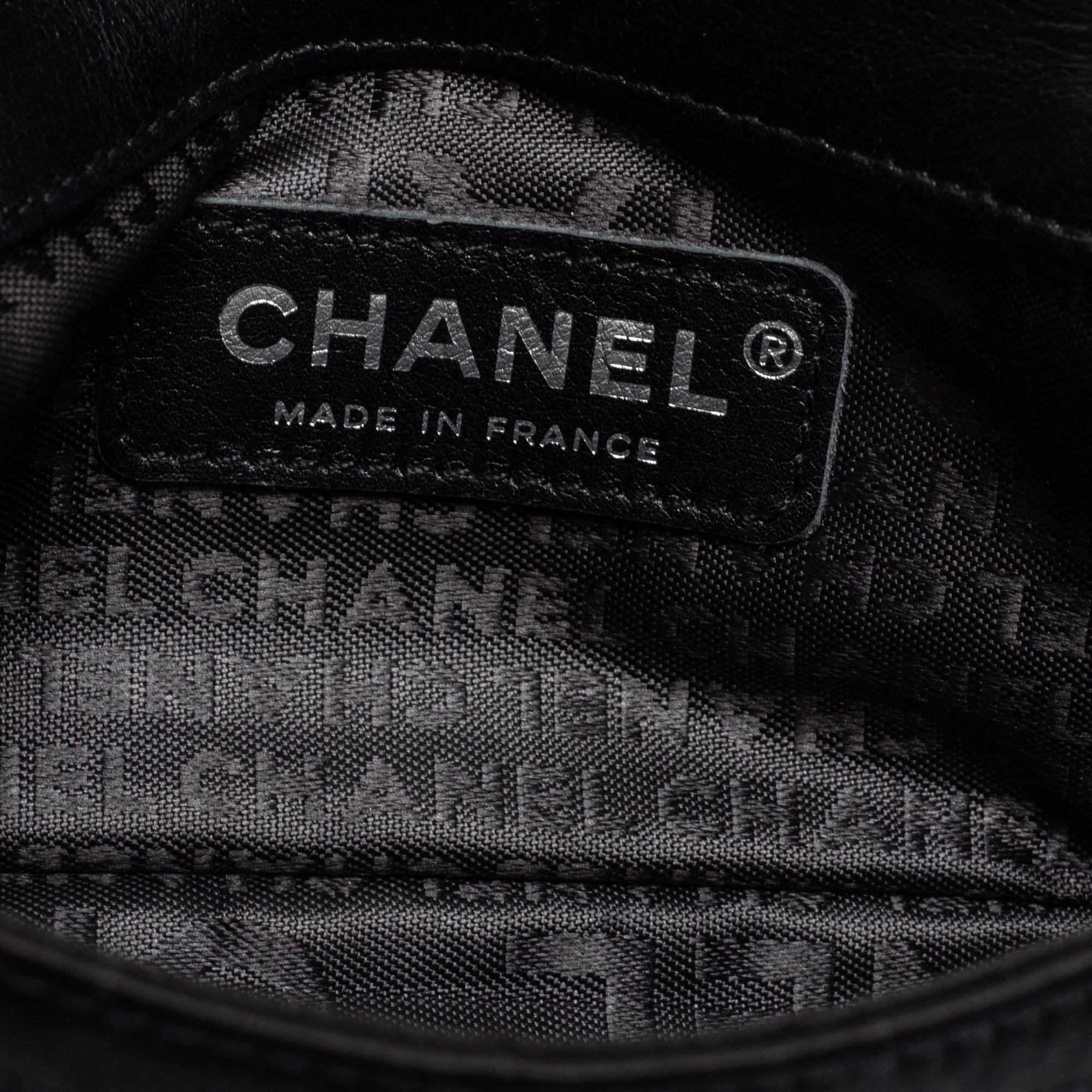 Chanel Black Quilted Satin Square Charms Flap Bag 6
