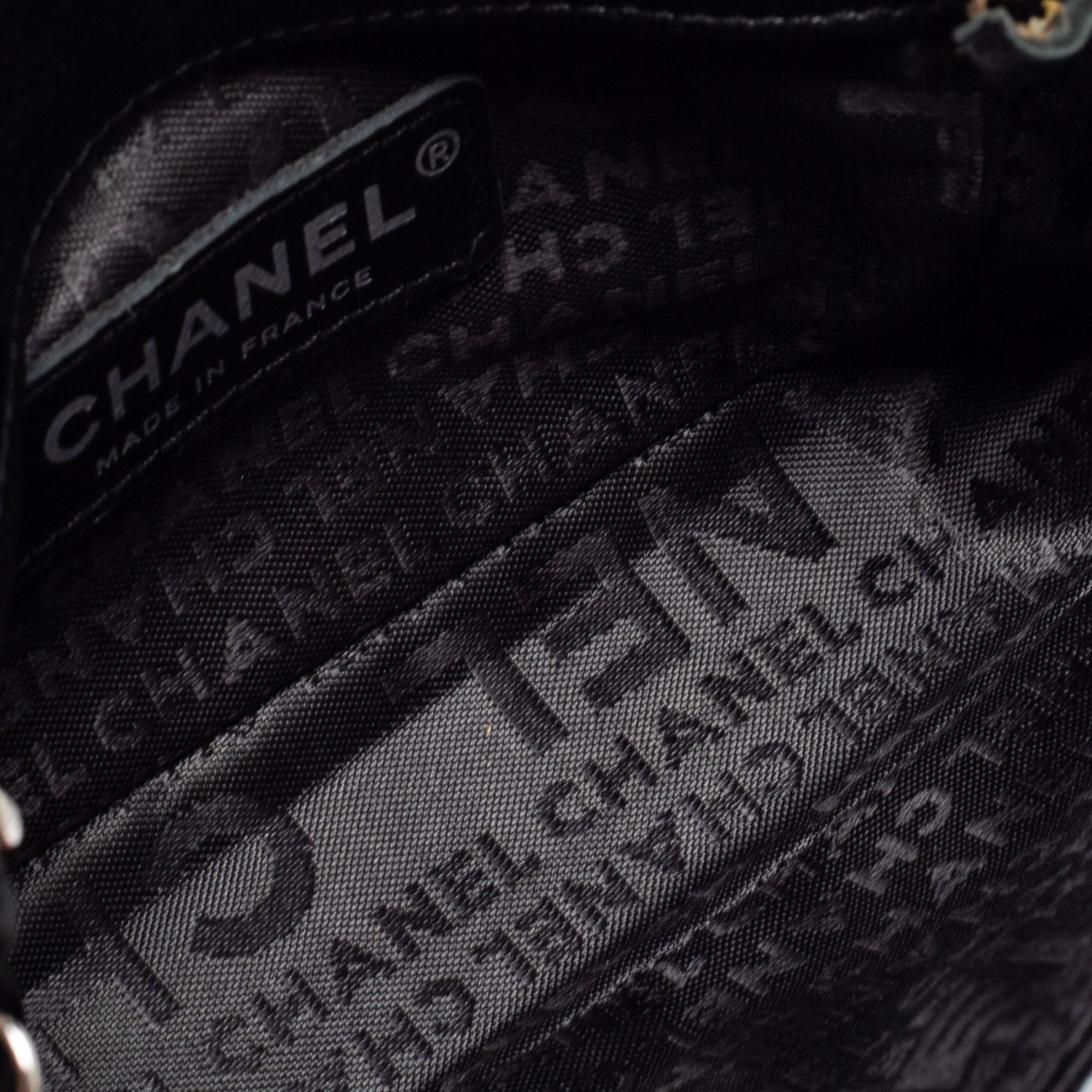 Chanel Black Quilted Satin Square Charms Flap Bag 5