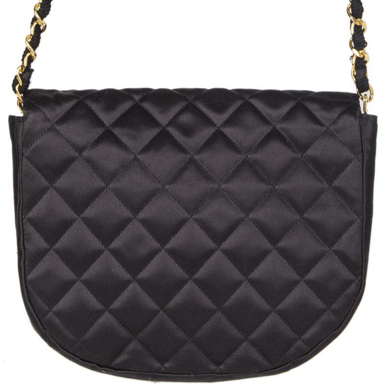 Black Chanel black quilted satin VINTAGE SMALL FLAP Shoulder Bag
