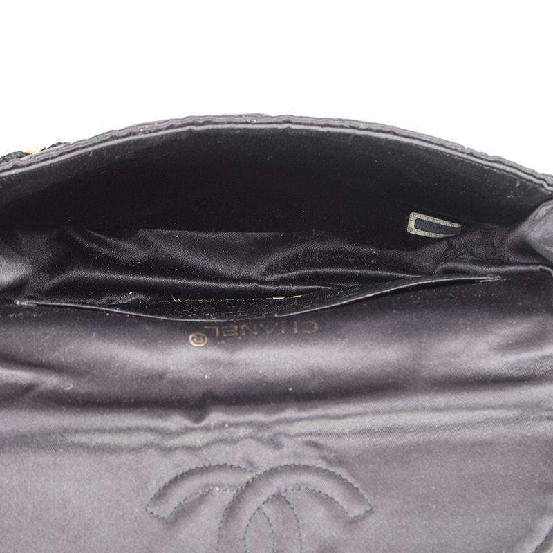 Women's Chanel black quilted satin VINTAGE SMALL FLAP Shoulder Bag