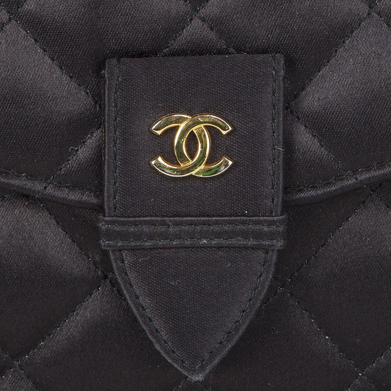 Chanel black quilted satin VINTAGE SMALL FLAP Shoulder Bag 1