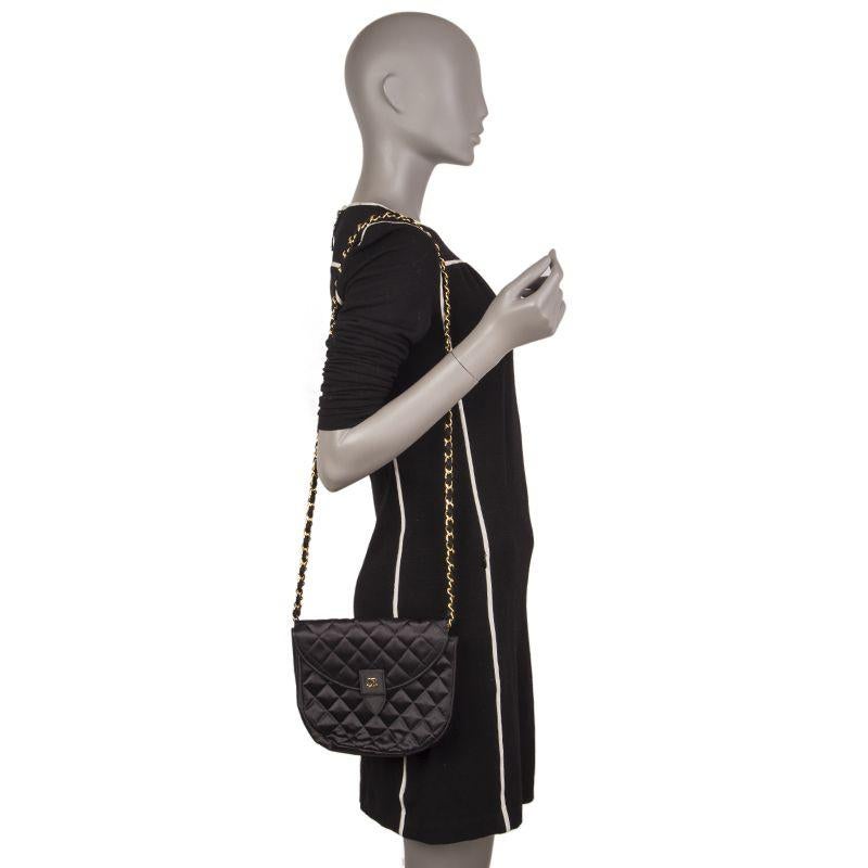 Chanel black quilted satin VINTAGE SMALL FLAP Shoulder Bag 4