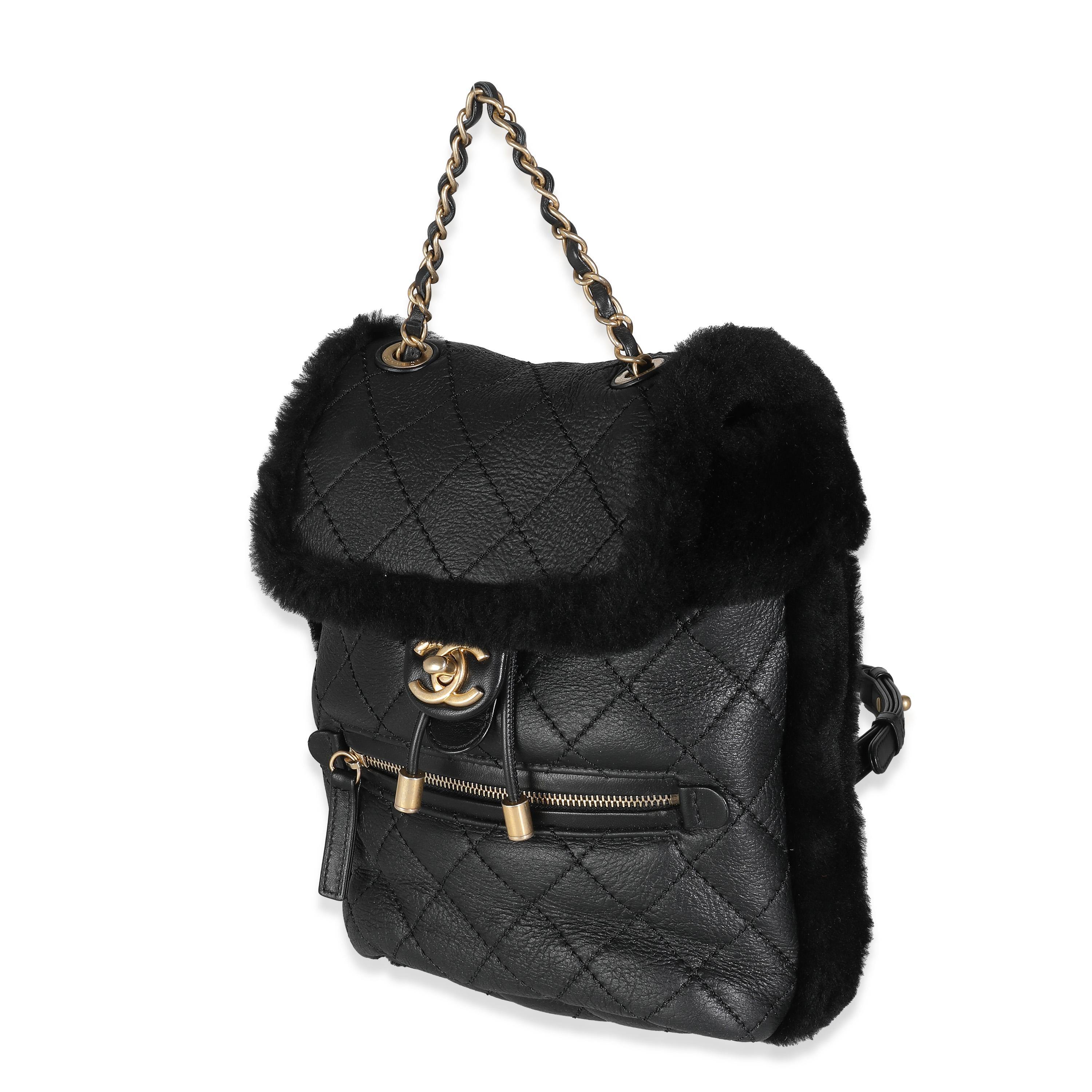 Women's Chanel Black Quilted Shearling Paris Hamburg Small Backpack For Sale