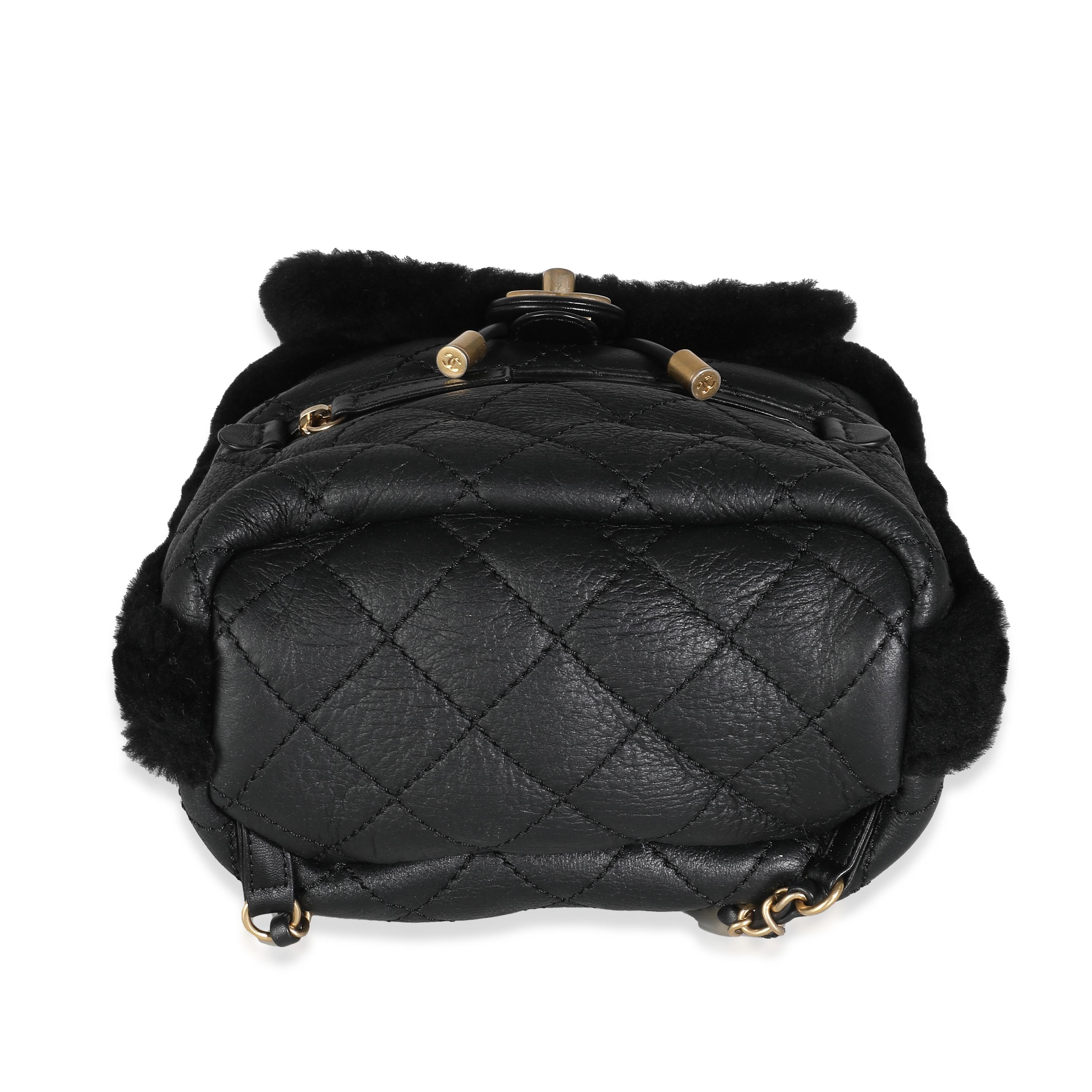 Chanel Black Quilted Shearling Paris Hamburg Small Backpack For Sale 1