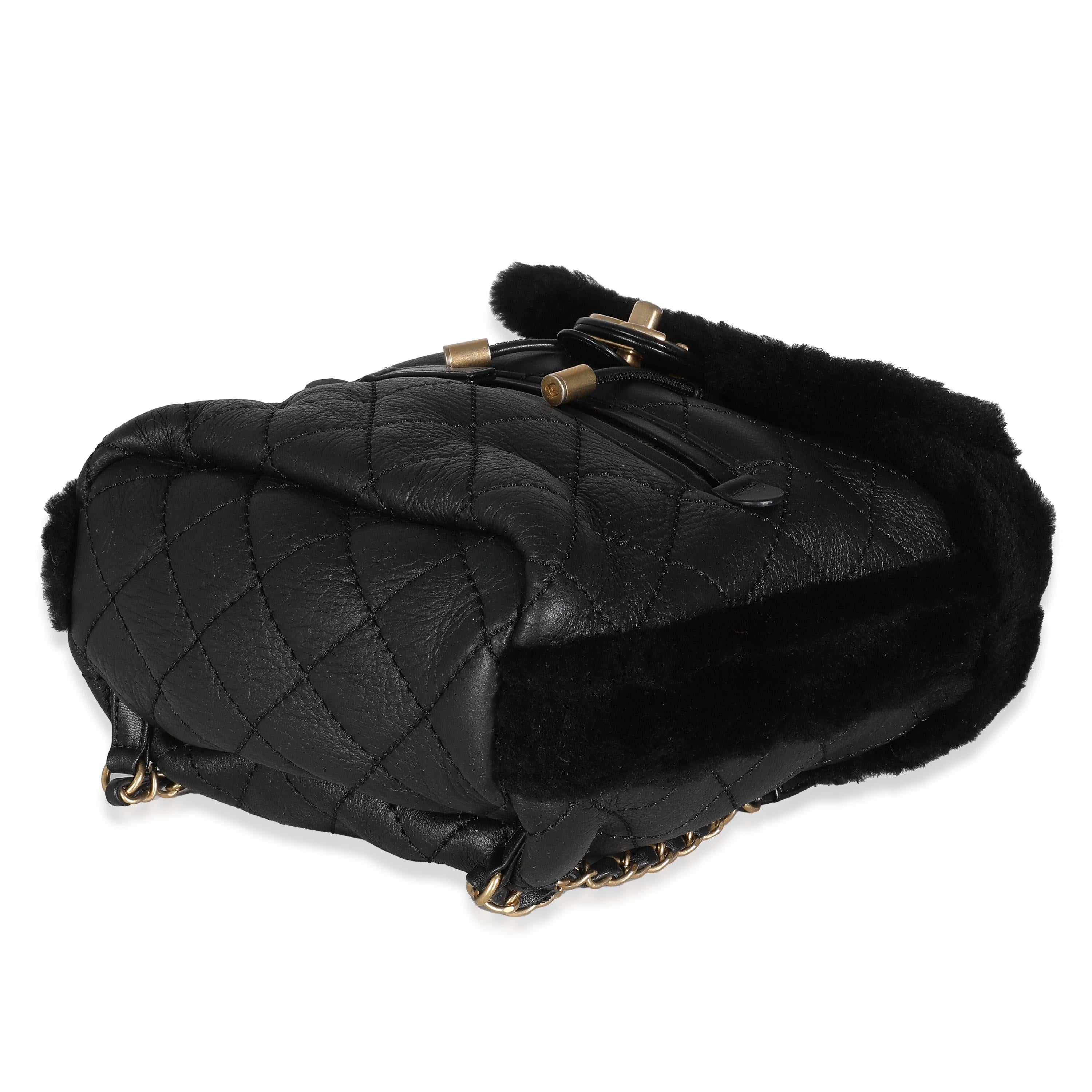 Chanel Black Quilted Shearling Paris Hamburg Small Backpack For Sale 2