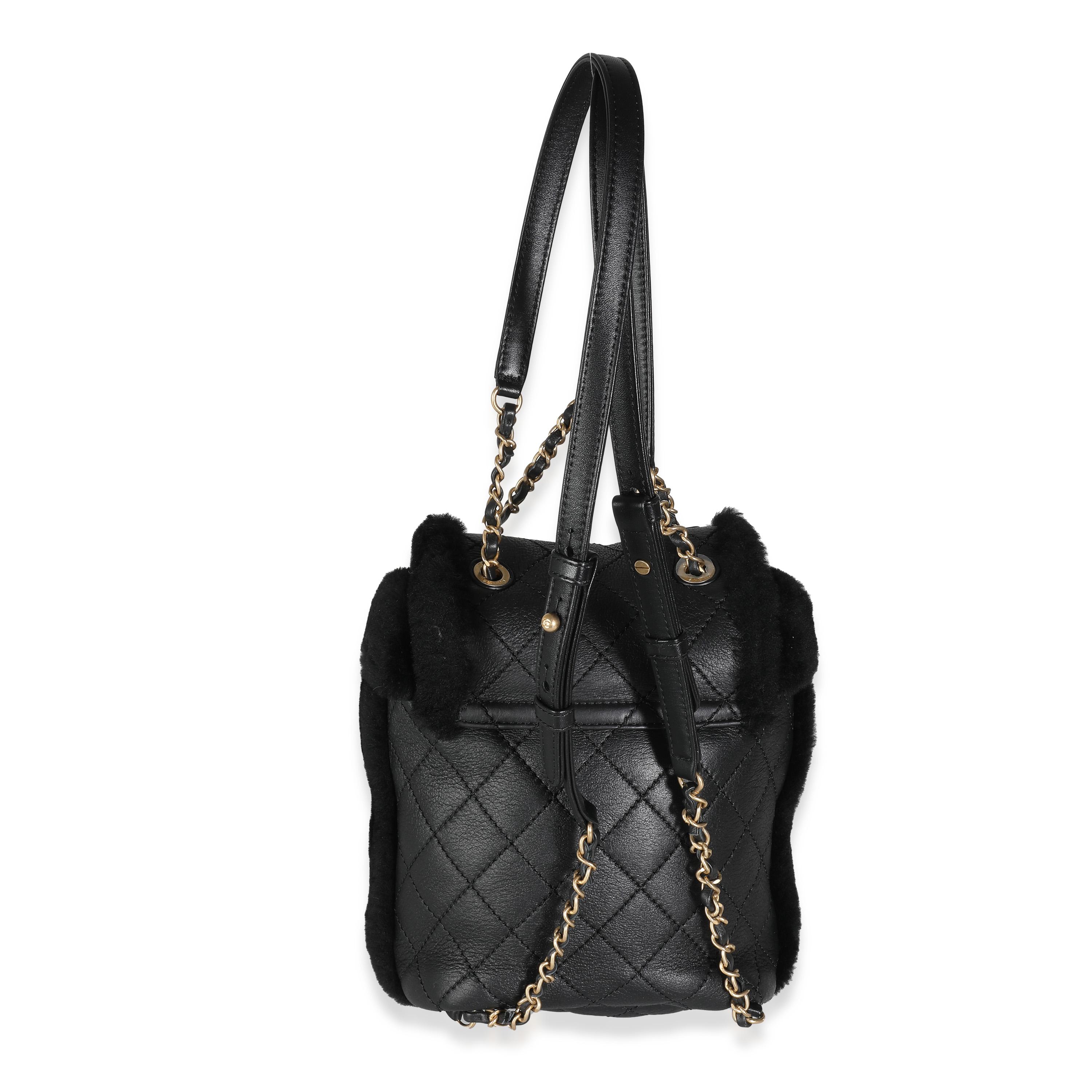 Chanel Black Quilted Shearling Paris Hamburg Small Backpack For Sale 3