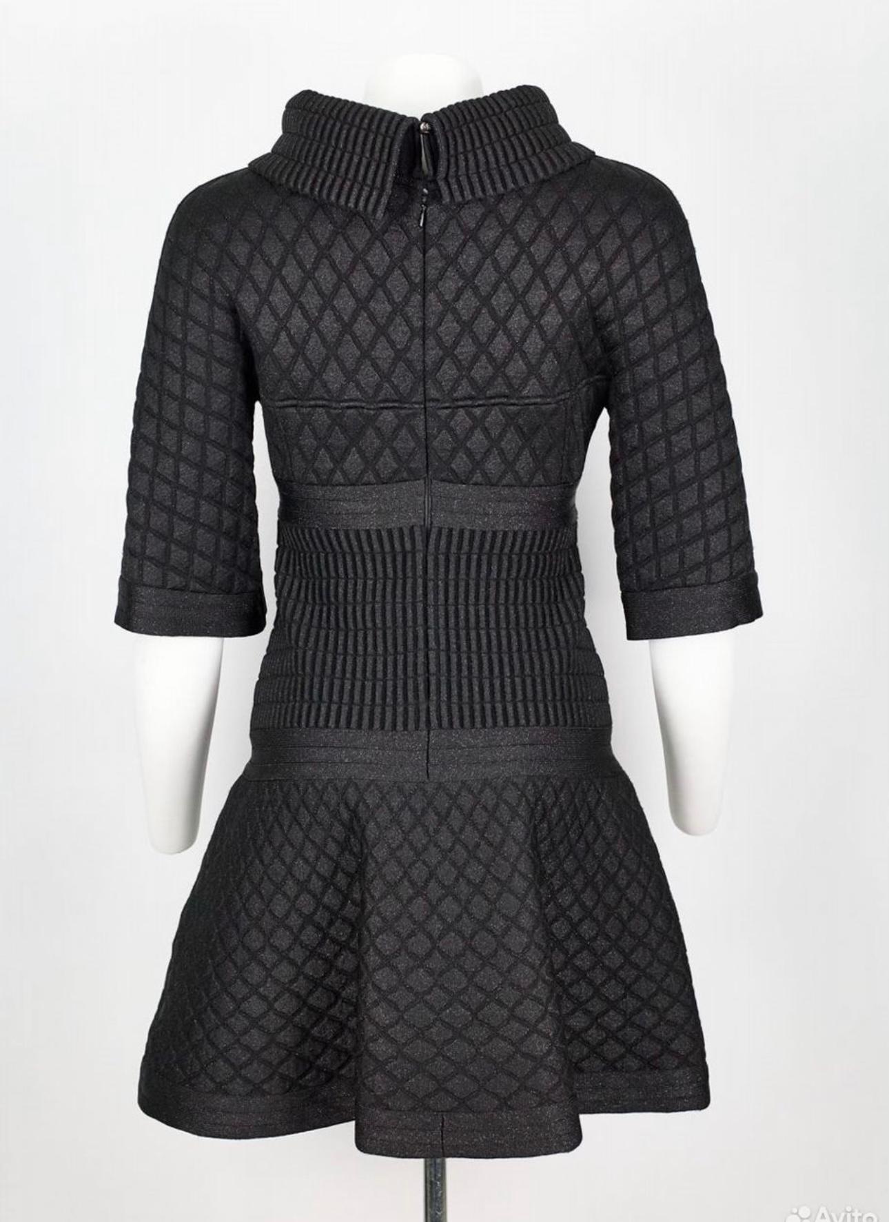 Chanel Black Quilted Shimmering Dress For Sale 1